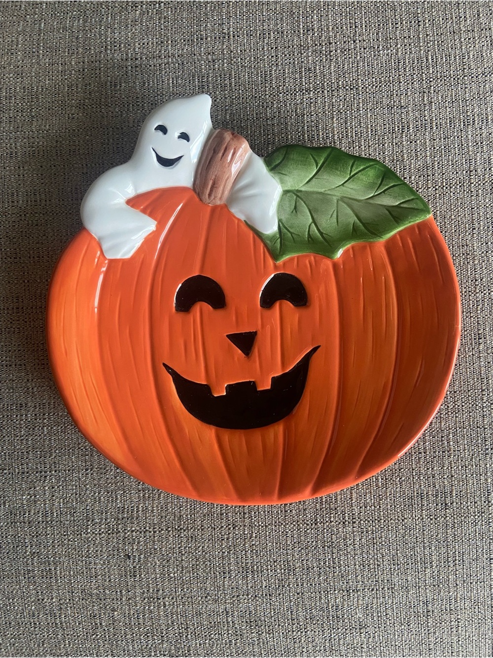 Fitz & Floyd Pumpkin w/Ghost Candy Dish (EUC)